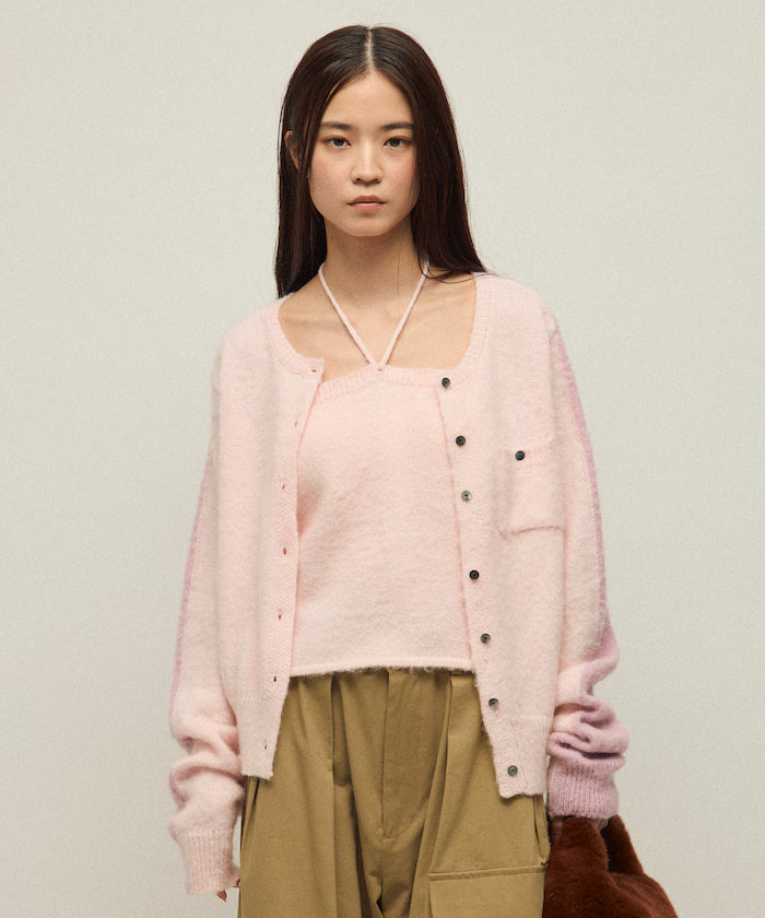 Alpaca Blend Bicolor Knit Cardigan