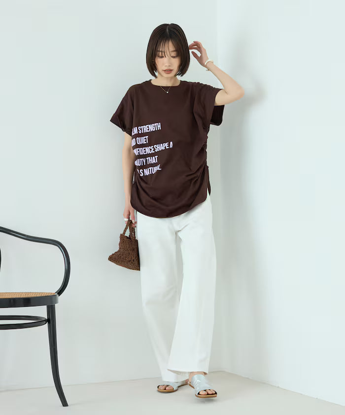 Organic Cotton Shirring Logo T-Shirt