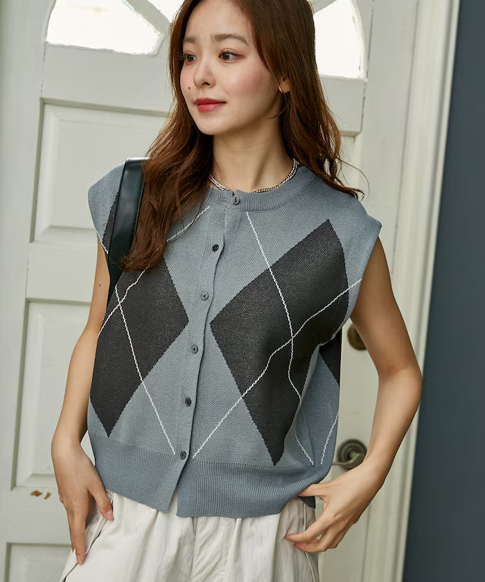 Summer Knit Argyle Vest Limited Edition