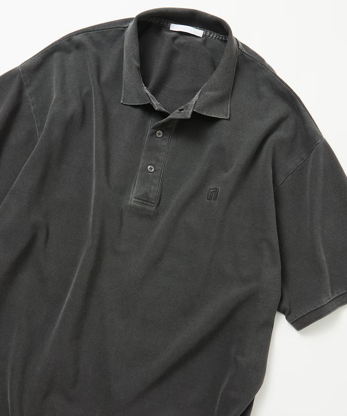 Big Silhouette Vintage Process One Point Embroidery Short Sleeve Polo Shirt