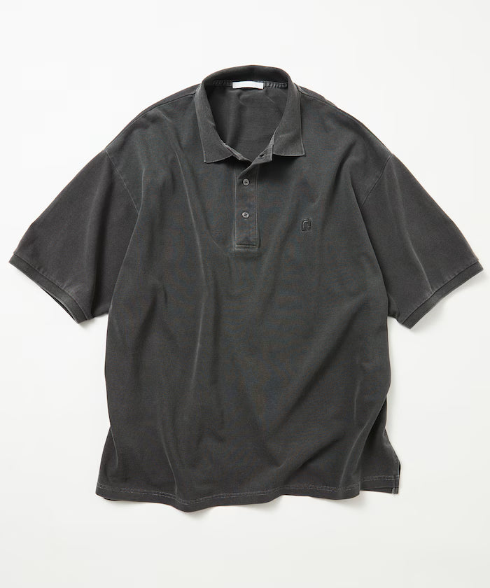 Big Silhouette Vintage Process One Point Embroidery Short Sleeve Polo Shirt