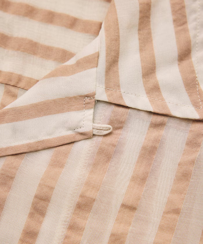 Indian-made Relaxed Fit Wide Stripe Sheer Sucker Open Collar Short Sleeve Shirt