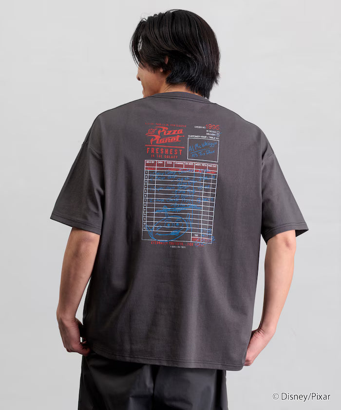 [TOY STORY] Exclusive Big Silhouette Back Print Crew Neck T-Shirt / Pizza Planet [Limited Edition] - Charcoal Black