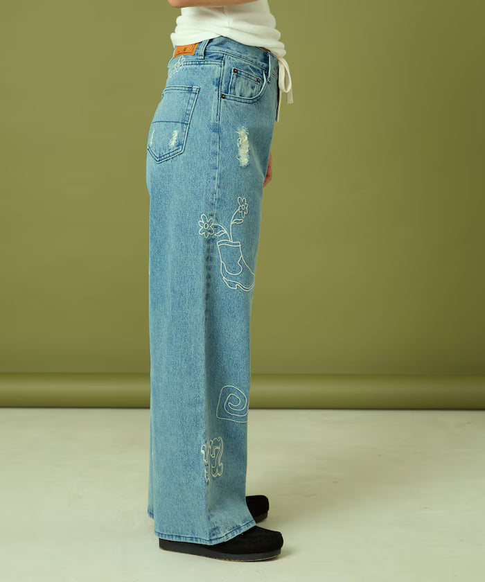 Chain Stitch Wide Denim