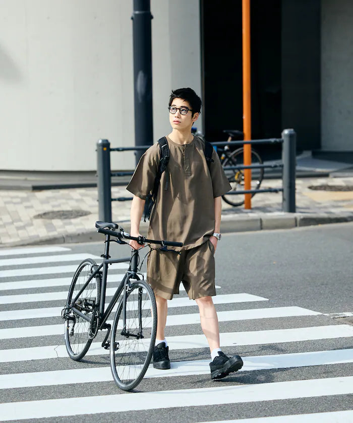 AiRide/Packable Setup/Henley Neck Pullover/Shorts/Packable/Quick-Drying/UVA Cut 【Limited Edition】