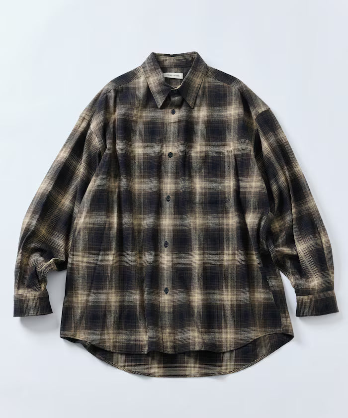 Relax Fit Relax Fit Ombre Check Flannel Shirt [Limited Edition] - Brown