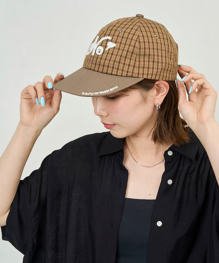 kaoyorinakami × FREAK'S STORE/Kaoyori Nakami Exclusive Felt Patch Cap - Check x Brown