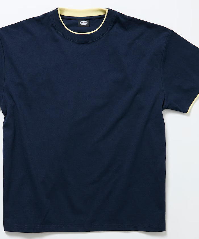 Limited Edition Relaxed Fit Color Block Fake Layered Crew Neck T-Shirt