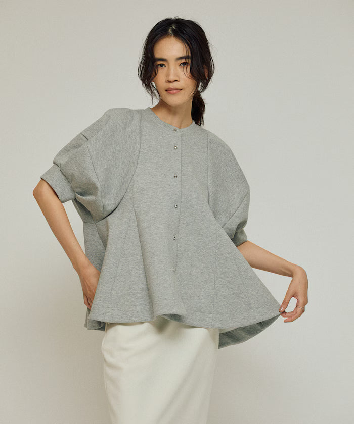 Cardigan with Peplum and Puff Sleeves