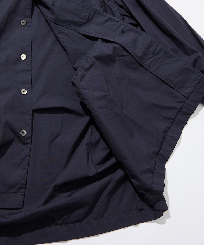 Magazine Pocket Broadcloth Open Collar Shirt