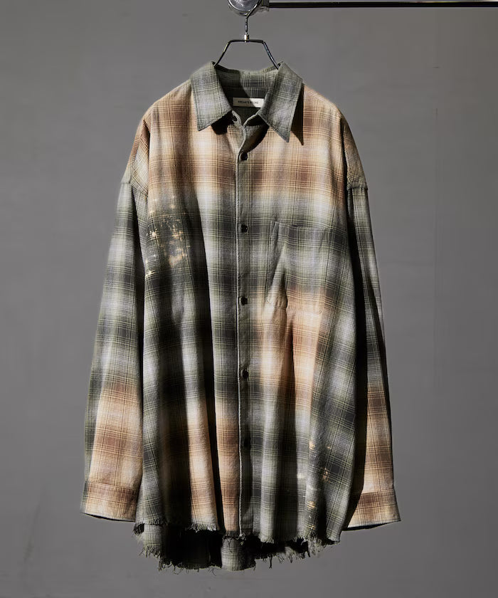 Relax Fit Relaxed Fit Bleached Ombre Check Flannel Shirt [Limited Edition]