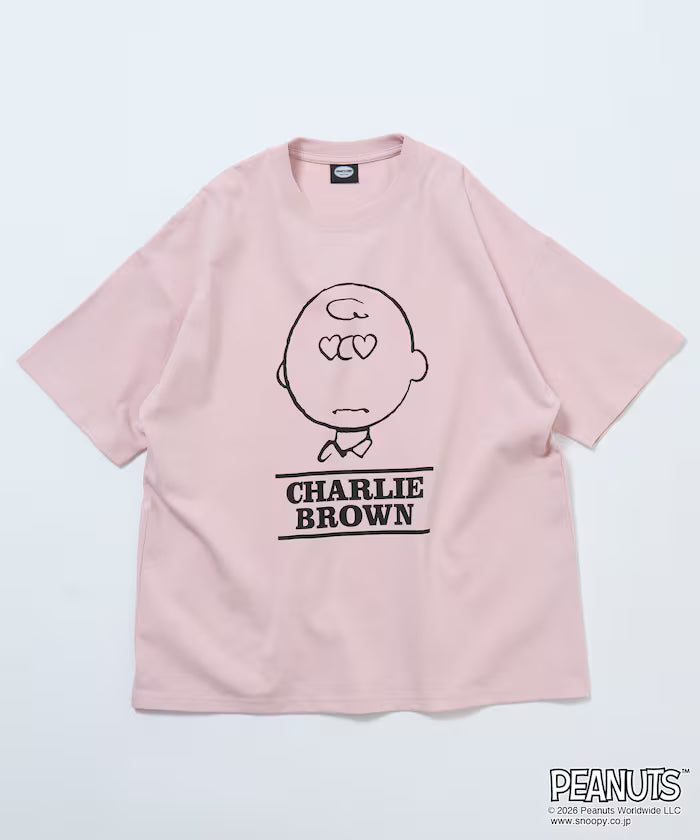 PEANUTS/Peanuts Custom Big Silhouette Crew Neck T-Shirt/Charlie Brown/Heart Eye [Limited Edition]