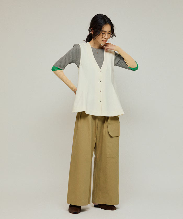 Cardboard Peplum V-Neck Vest