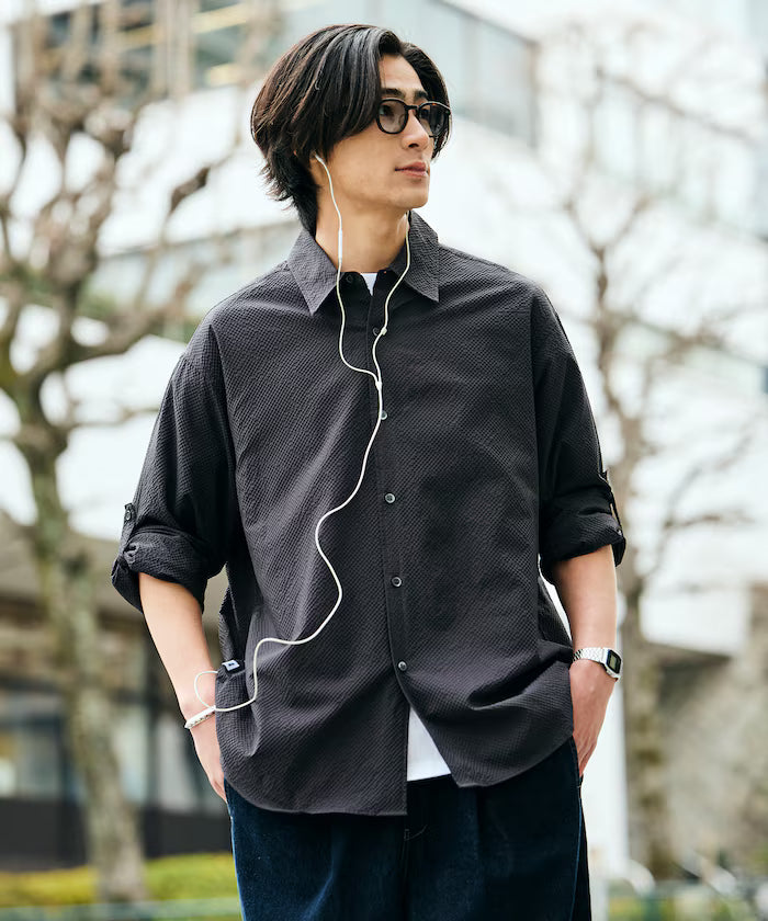 AiRide/Air Ride Relax Fit 2WAY Roll Up Sheer Seersucker Shirt/Pocketable/Quick Dry/UV Cut [Limited Release]