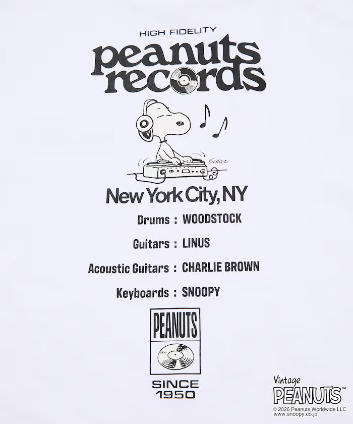 PEANUTS/Peanuts Exclusive Big Silhouette Back Print Crew Neck T-Shirt/Records [Limited Edition]