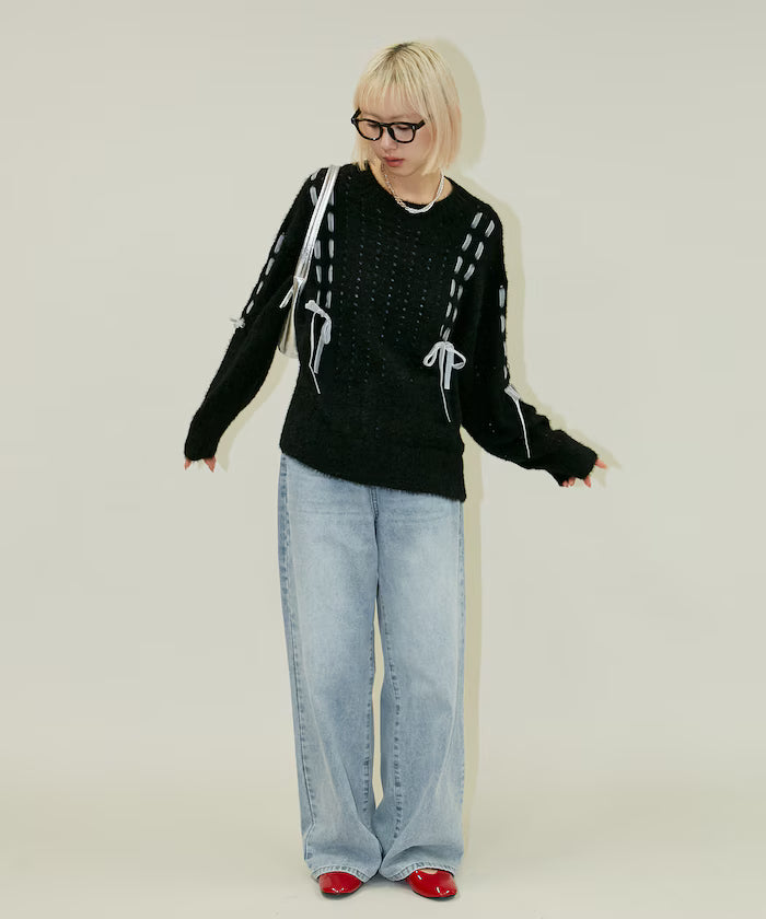 Velvet Ribbon Woven Feather Knit Limited Edition