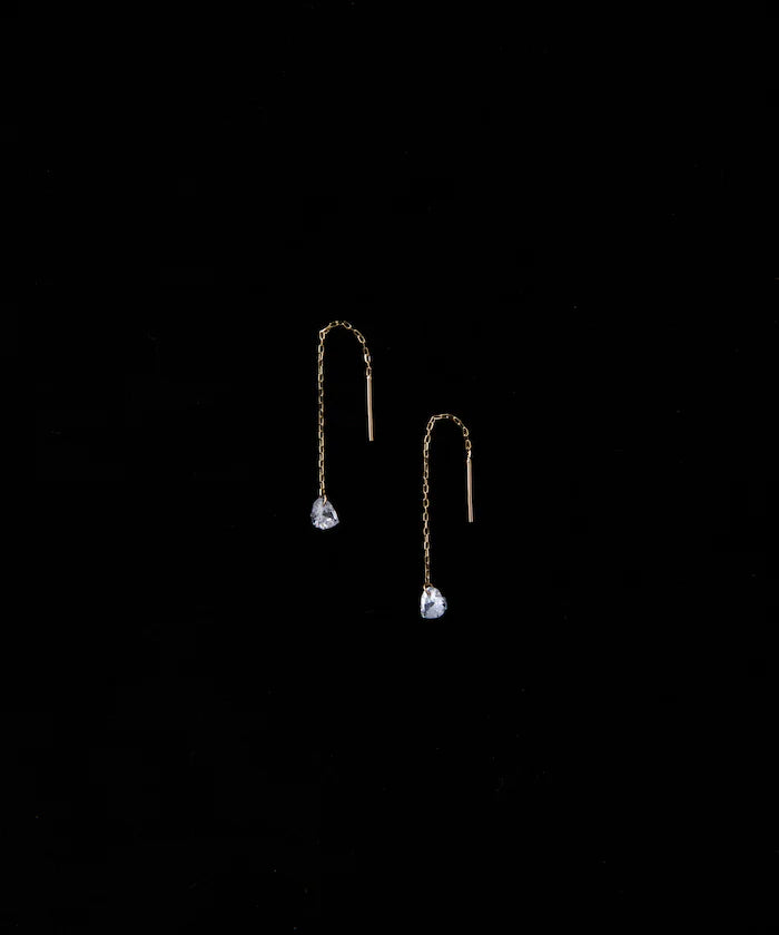 K10 Heart American Pierced Earrings / Chain Earrings / For Both Ears