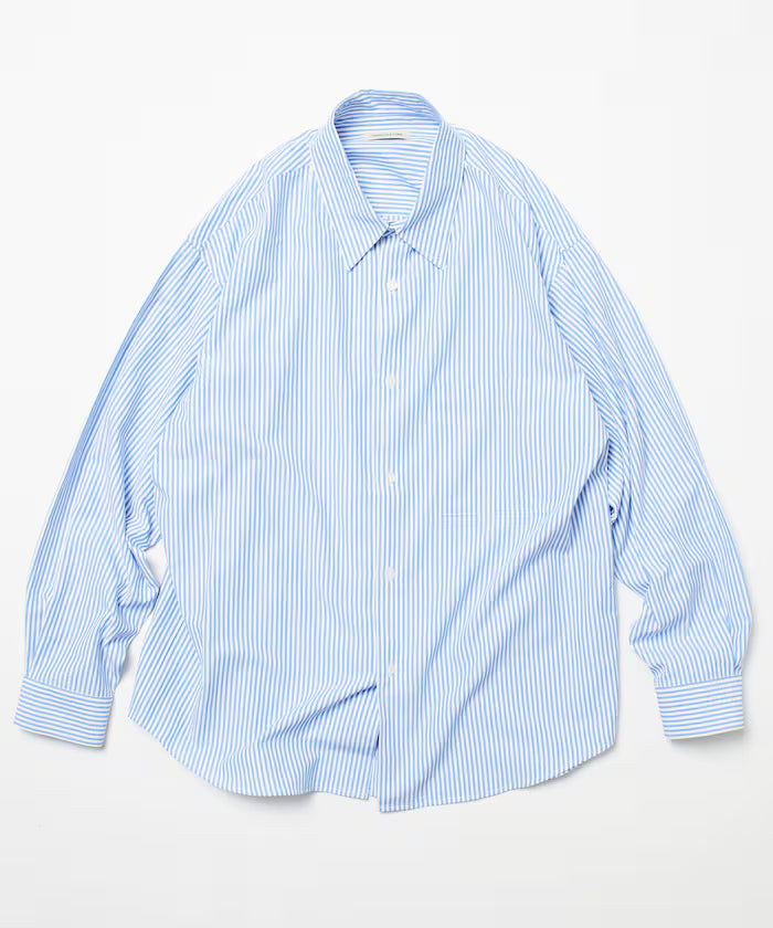 Relax Fit Classic Pattern Regular Collar Shirt / Check Pattern / Stripe Pattern 【Limited Edition】 - Blue Stripe