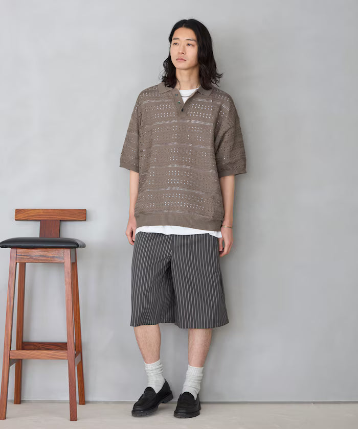 Big Silhouette Short Sleeve Knit Polo Shirt