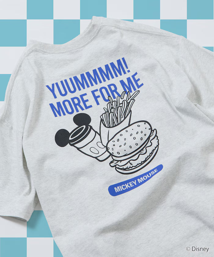 DISNEY/Mickey Mouse/Exclusive Crew Neck Printed Sweatshirt/FOOD 【Limited Release】 - Ash Gray