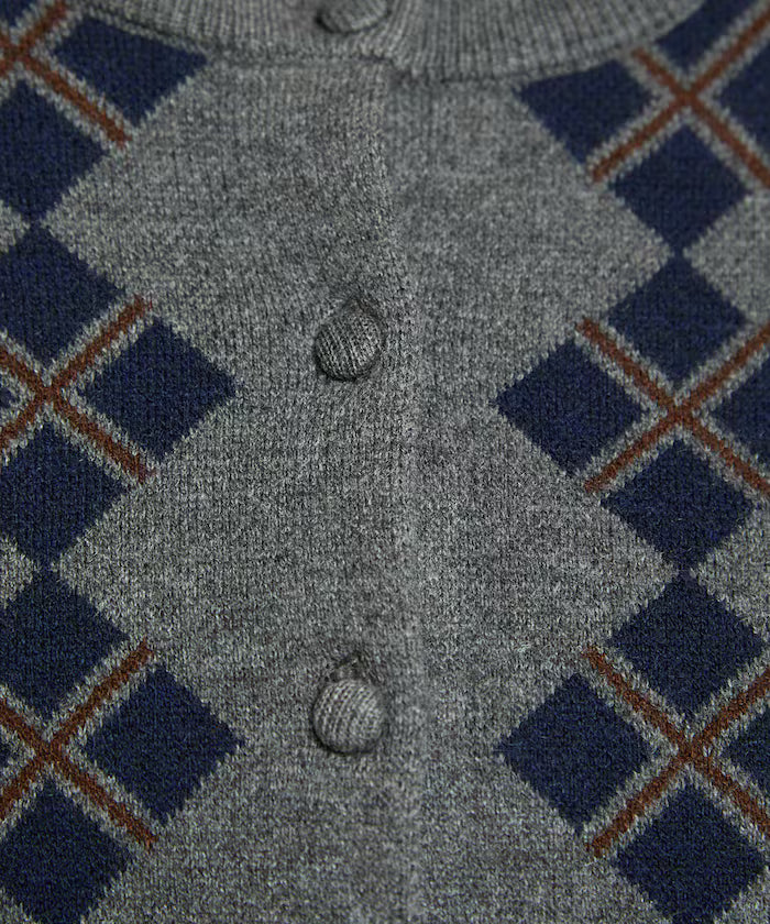 Argyle Pattern Jacquard Knit Cardigan Limited Edition