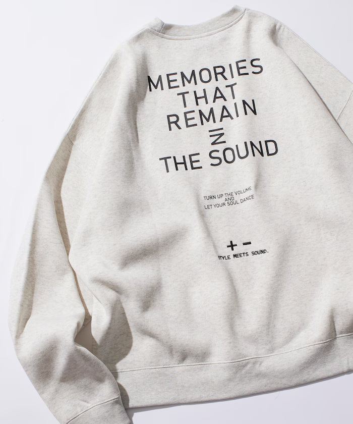 Big silhouette one-point embroidery back print hem code crew neck sweatshirt 【limited edition】 - Ash Gray