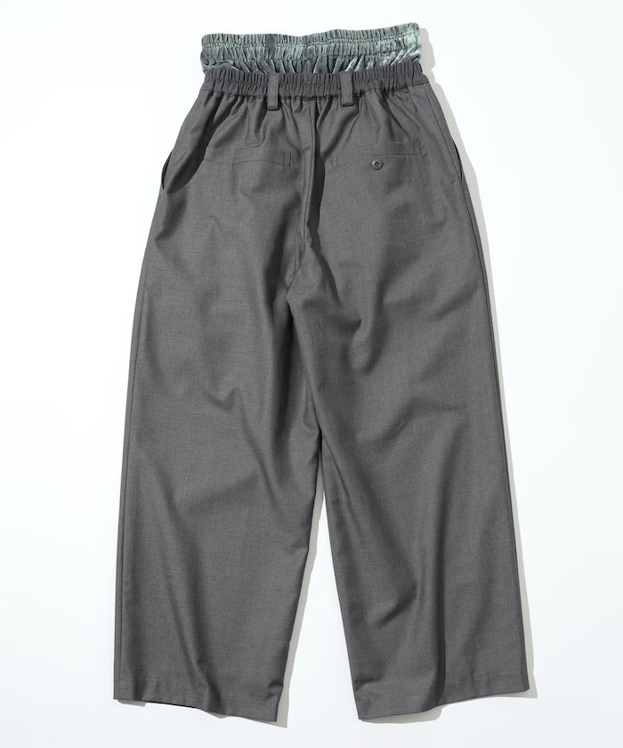 Velour Double Waist Easy Slacks / Wide Silhouette Wool-like Slacks Pants