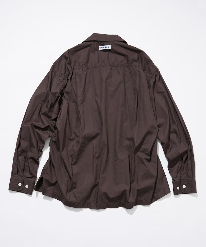 Magazine Pocket Broadcloth Open Collar Shirt