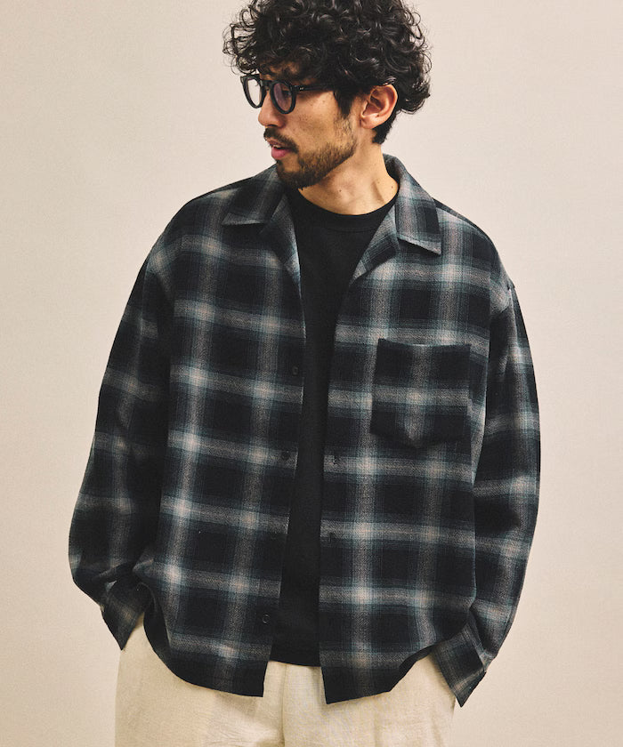 Pre-dyed ombre check sheer shirt relaxed fit