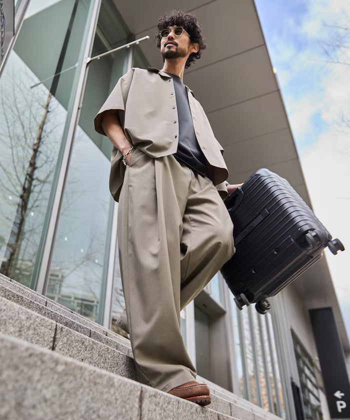 Relaxed Fit Linen Touch Setup/Open Collar Shirt/Wide Slacks [Limited Edition] - Greige