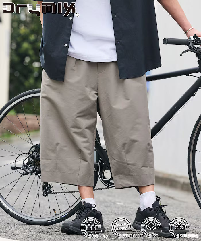 Limited Release Drymix(R) Dry Mix Wide Silhouette Tuck Three Quarter Pants Quick Dry UV Cut - Beige