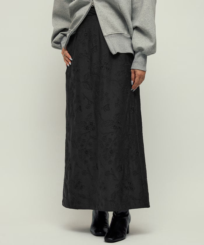 Flower Embroidery I-Line Easy Skirt