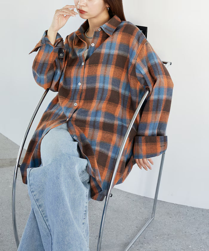 Oversized Check Shirt Limited Release - Orange
