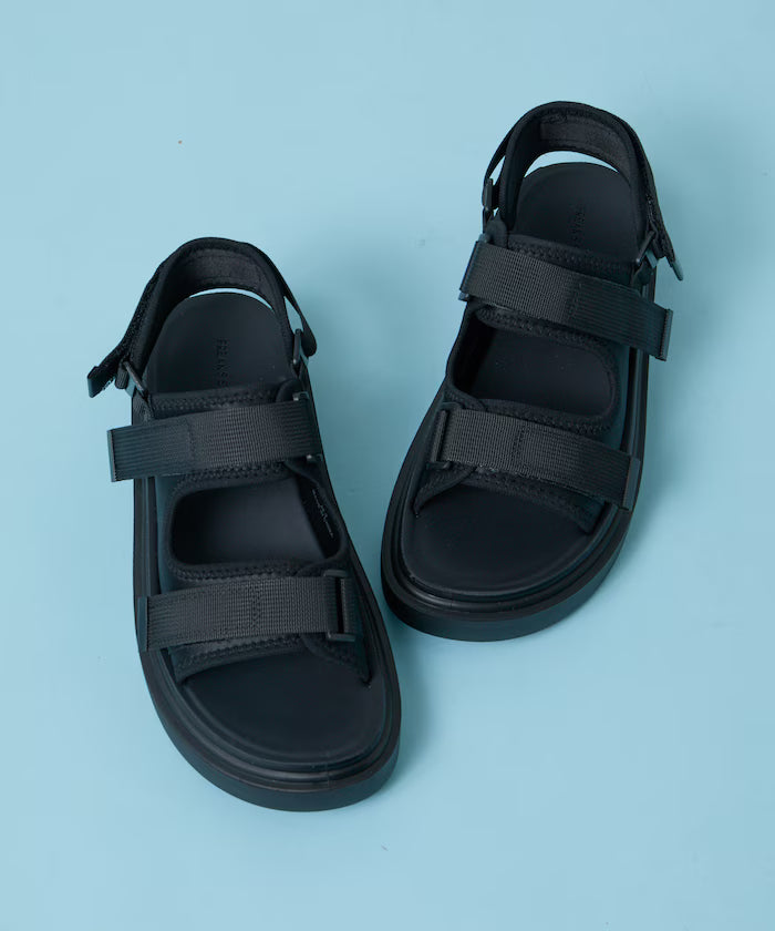 Limited release 2way volume sole double trap sports sandals platform sole - Black