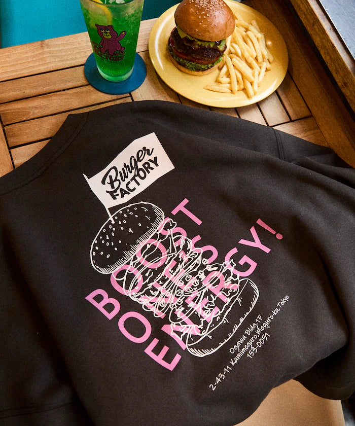 Burger Factory x FREAK'S STORE / Burger Factory Limited Edition Big Silhouette Back Print Crew Neck Sweatshirt [Limited Release] - Charcoal Black