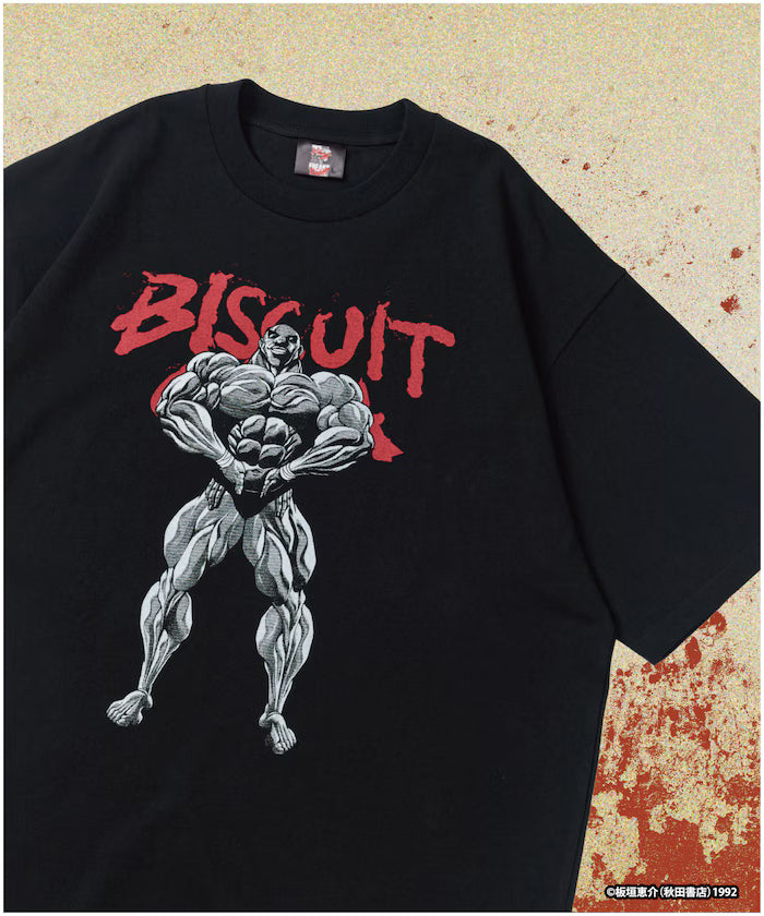 [Sales start on June 12 at 12:00] Baki 'Mr. Unchained/Biscuit Olly' Print Crew Neck T-Shirt - Black