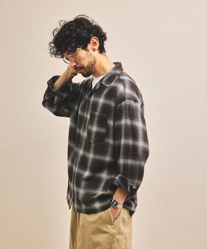 Pre-dyed ombre check sheer shirt relaxed fit