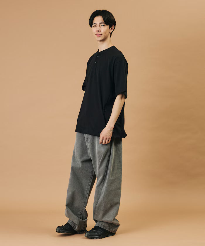 SUPER ICE / Super Ice Henry Neck Spindle T-Shirt Contact Cold Sensation / Quick Drying / UV Cut