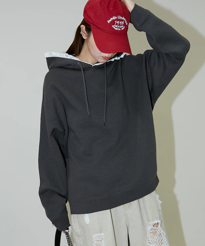 Hoodie with lace and brushed lining - Limited Release