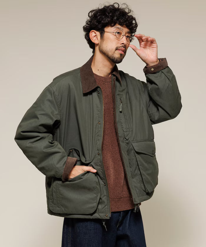 Corduroy panel cotton nylon blouson