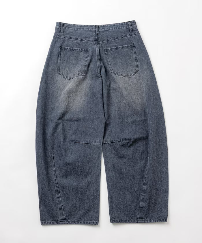 Wide Silhouette Curve Denim Pants One Wash
