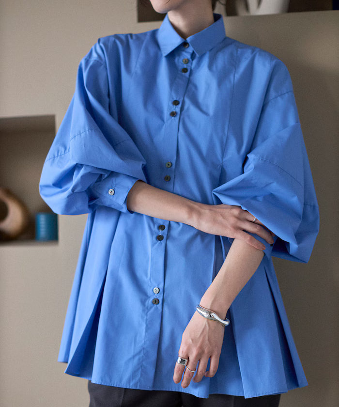 Box Stacked Balloon Sleeve Long Sleeve Shirt