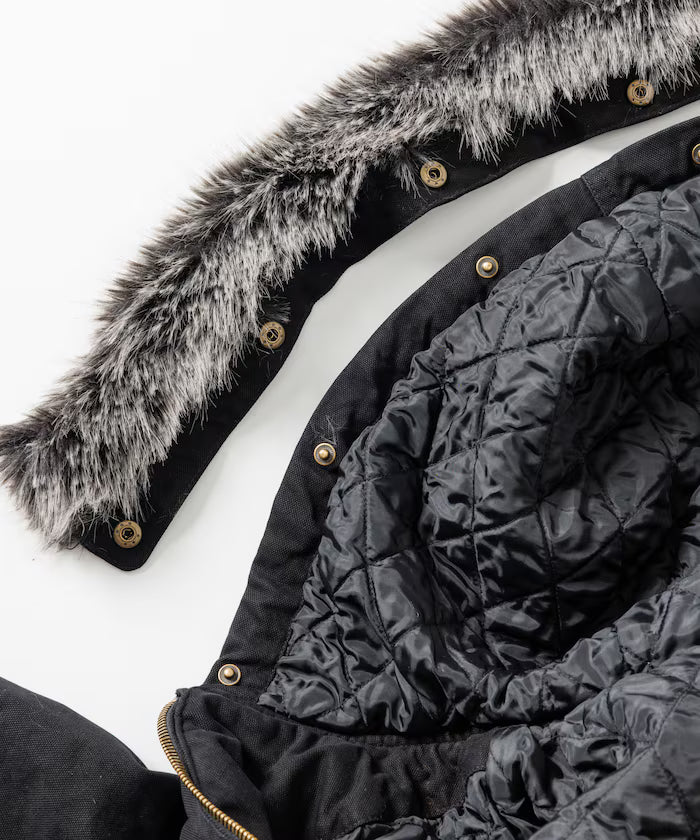 2way fake fur zip-up padded hooded jacket with detachable fur