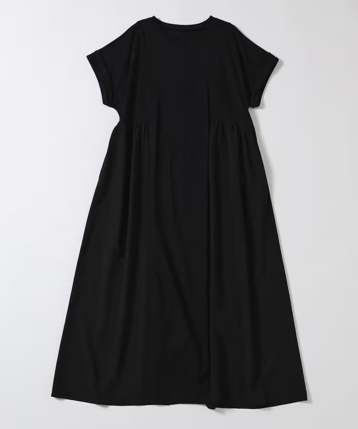 Organic Cotton Mixed Material Docking Gathered Dress