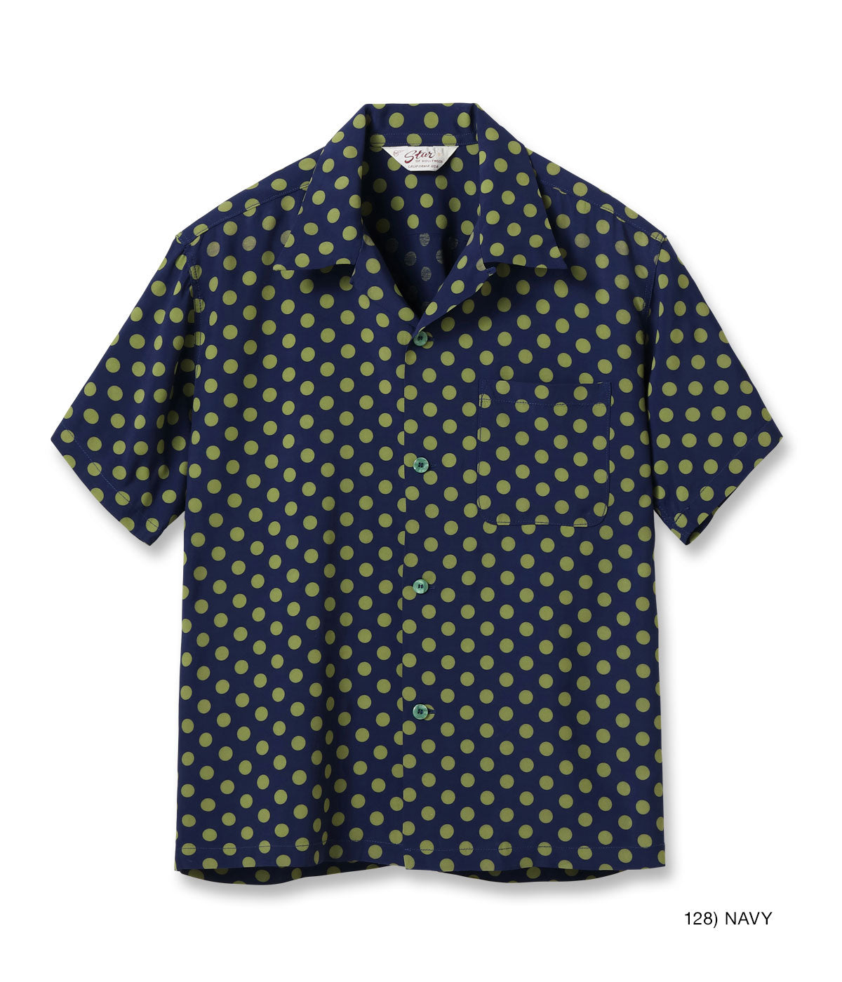 HIGH DENSITY RAYON OPEN SHIRT “POLKA DOT” - NAVY