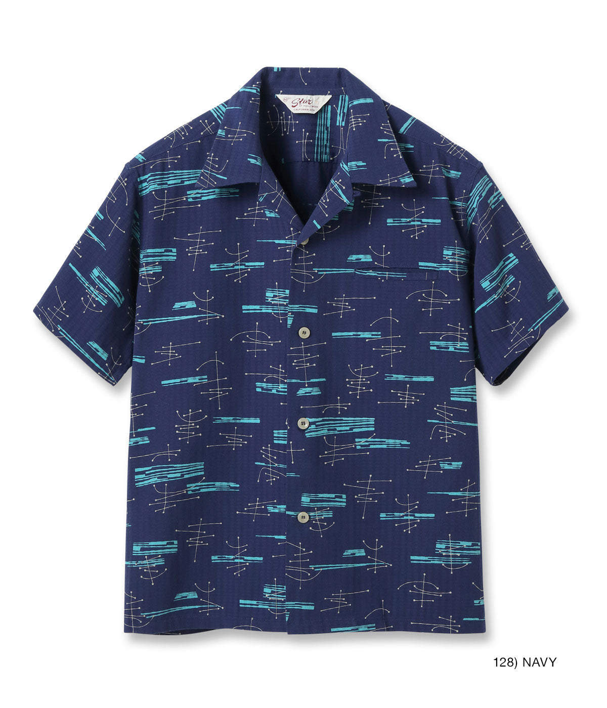 DOBBY COTTON OPEN SHIRT “ATOMIC” - NAVY