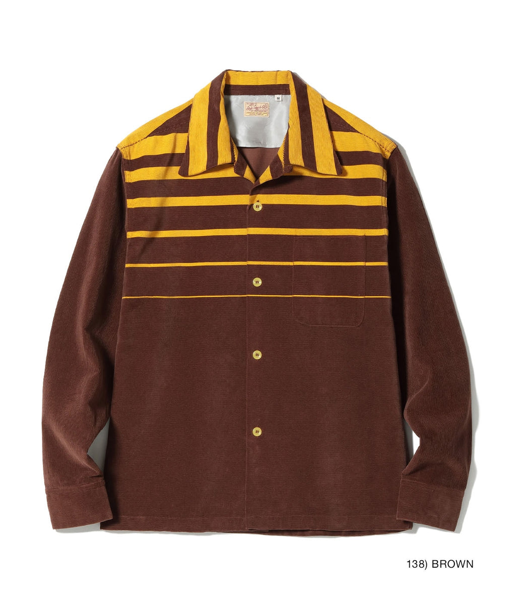 Mid 1950s Style Corduroy Sports Shirt “STRIPE” - BROWN