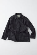 GL15377A / RECYCLED WASTE SUVIN COTTON YARN 11.5oz. DENIM WORK COAT - BLACK