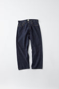 GL42407A / RECYCLED WASTE SUVIN COTTON YARN 11.5oz. DENIM 5POCKET WIDE PANTS WW II MODEL - NAVY