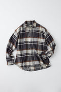 GL29137 / COTTON NEL CHECK REGULAR SHIRT - BLACK